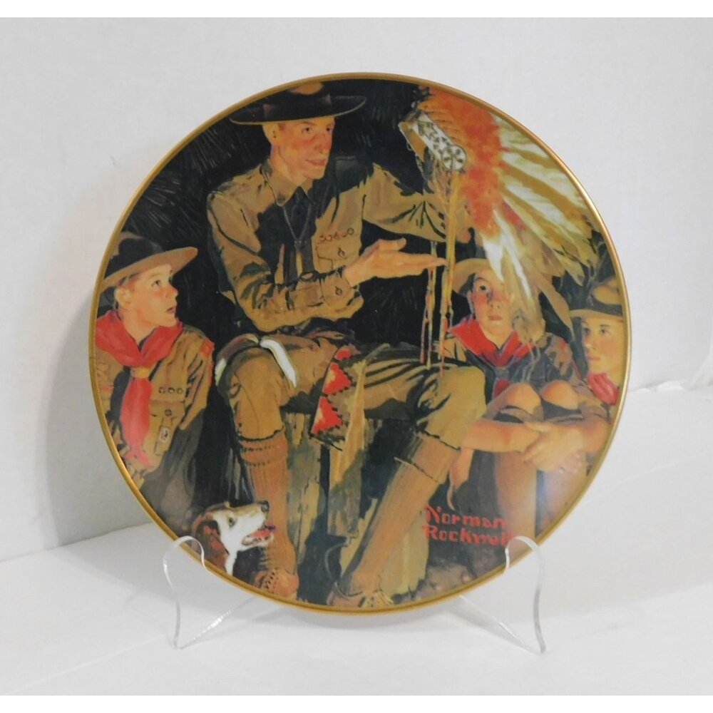 Norman Rockwell Boy Scouts Plate The Campfire Story Gorham Limited Edition